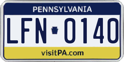 PA license plate LFN0140