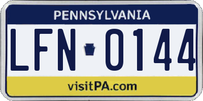 PA license plate LFN0144