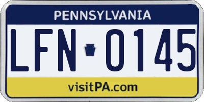 PA license plate LFN0145