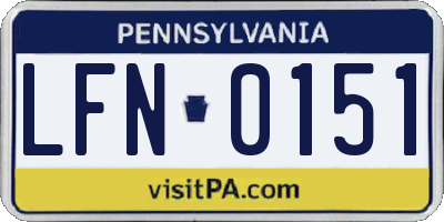 PA license plate LFN0151