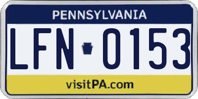 PA license plate LFN0153