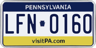PA license plate LFN0160