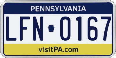 PA license plate LFN0167