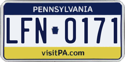 PA license plate LFN0171