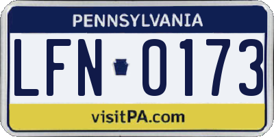 PA license plate LFN0173