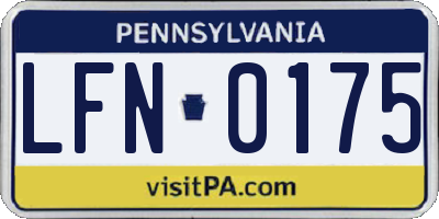 PA license plate LFN0175