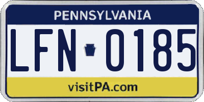 PA license plate LFN0185