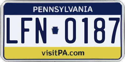 PA license plate LFN0187