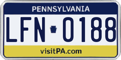 PA license plate LFN0188