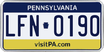 PA license plate LFN0190