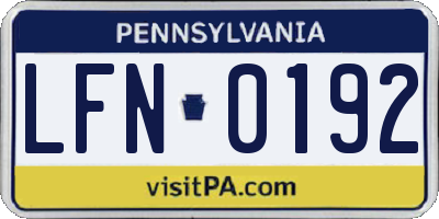 PA license plate LFN0192