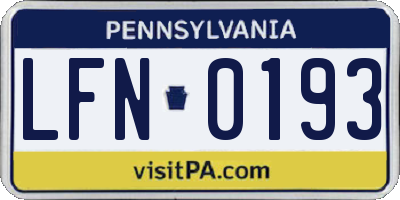 PA license plate LFN0193