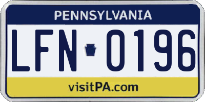 PA license plate LFN0196
