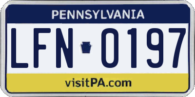 PA license plate LFN0197