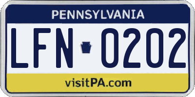 PA license plate LFN0202