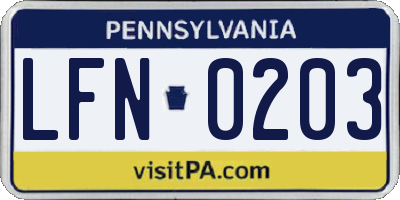 PA license plate LFN0203