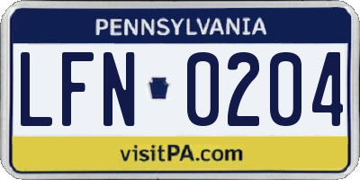 PA license plate LFN0204