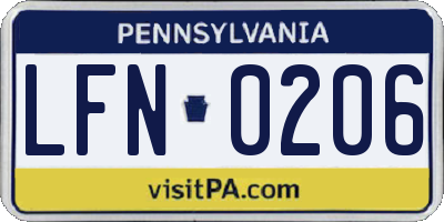 PA license plate LFN0206