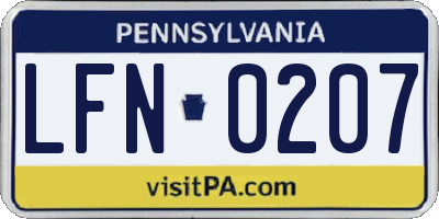 PA license plate LFN0207