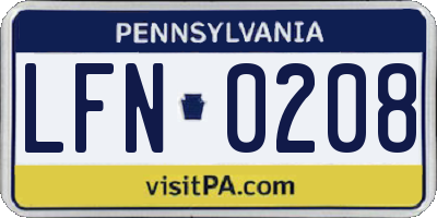 PA license plate LFN0208