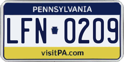 PA license plate LFN0209