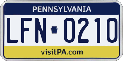 PA license plate LFN0210