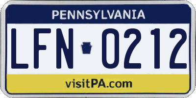 PA license plate LFN0212