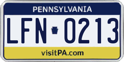 PA license plate LFN0213