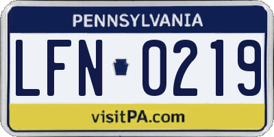 PA license plate LFN0219