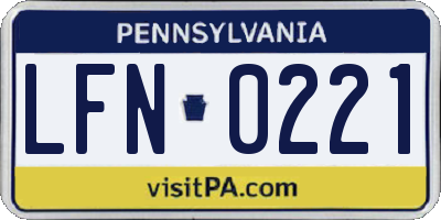 PA license plate LFN0221