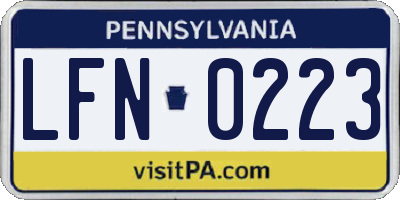 PA license plate LFN0223