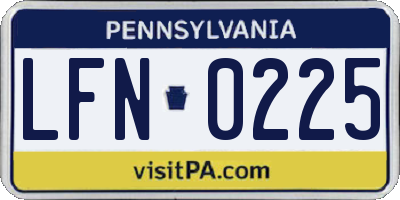 PA license plate LFN0225