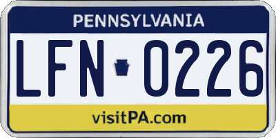 PA license plate LFN0226