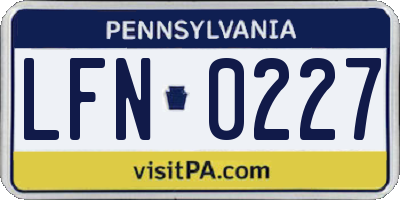 PA license plate LFN0227