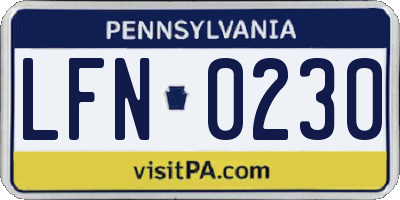 PA license plate LFN0230