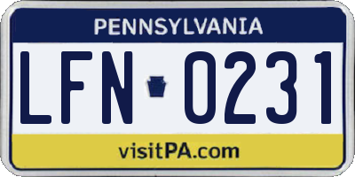 PA license plate LFN0231