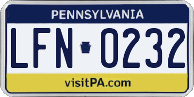 PA license plate LFN0232