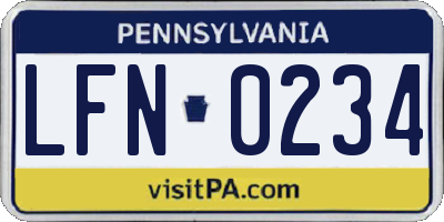 PA license plate LFN0234