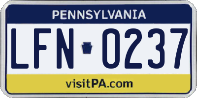 PA license plate LFN0237