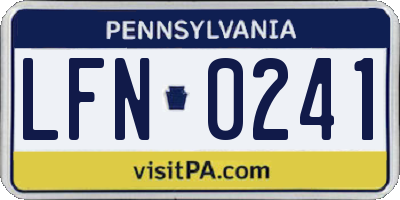 PA license plate LFN0241