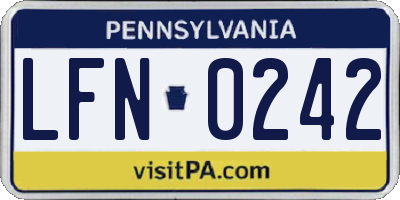 PA license plate LFN0242