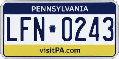 PA license plate LFN0243