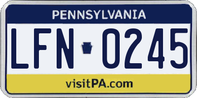 PA license plate LFN0245