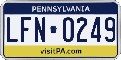 PA license plate LFN0249