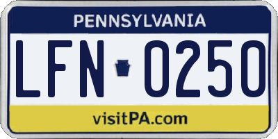 PA license plate LFN0250