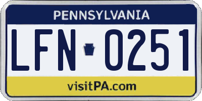 PA license plate LFN0251