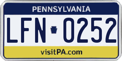 PA license plate LFN0252