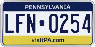 PA license plate LFN0254