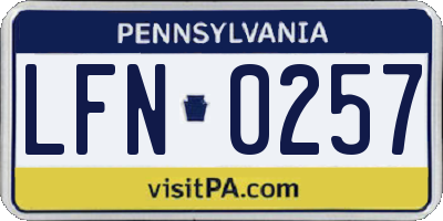 PA license plate LFN0257