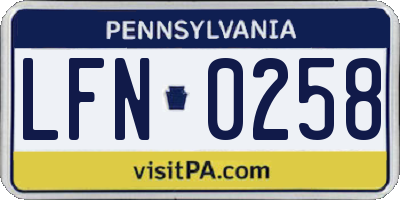 PA license plate LFN0258